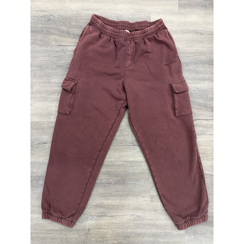 Champion Reverse Weave Cargo Sweatpants Men's M Burgundy Heavyweight Joggers - Picture 2 of 8
